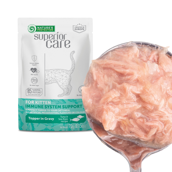 Nature's Protection Superior Care Kitten Immune System Support Tuna &amp; Sea Bass Вологий корм для кошенят для підтримки імунної системи з тунцем і морським окунем, 70 г - 4