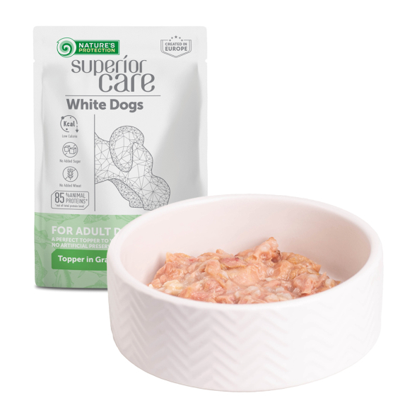 Nature's Protection Superior Care White Dogs Adult Tuna &amp; Sea Bass Додатковий вологий корм для собак з білим забарвленням з тунцем і морським окунем, 70 г - 3