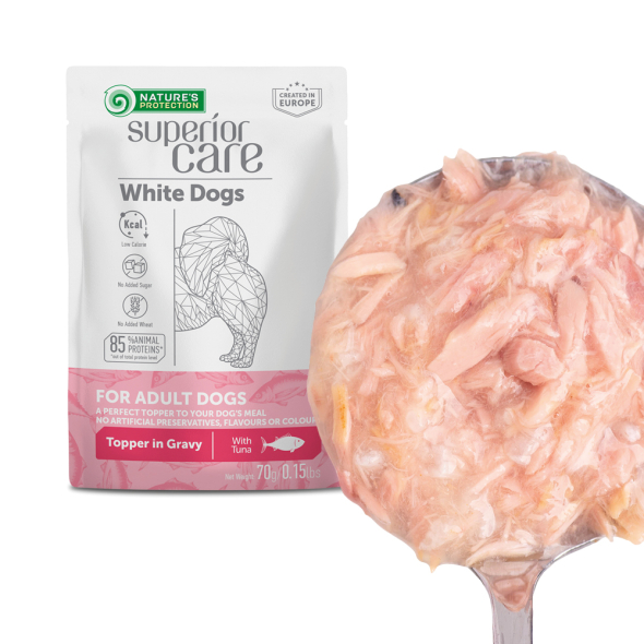 Nature's Protection Superior Care White Dogs Adult Tuna Додатковий вологий корм  для собак з білим забарвленням з тунцем, 70 г - 4