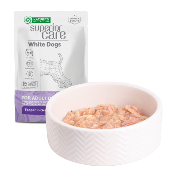 Nature's Protection Superior Care White Dogs Adult Tuna &amp; Salmon Додатковий вологий корм для собак з білим забарвленням з тунцем і лососем, 70 г - 4