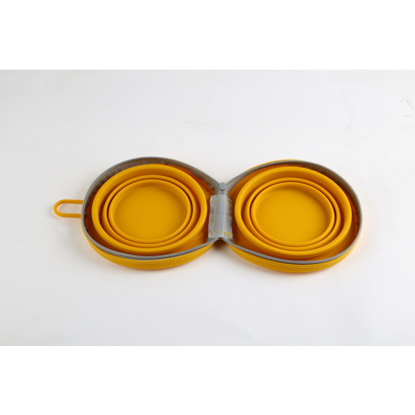 SUPER DESIGN миска для домашніх тварин, силіконова, подвійна, жовта, 2 х 0,76 л, 18,3 х 17,5 х 4,3 см - 2