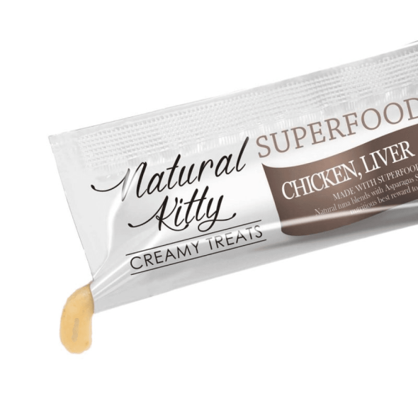 Natural Kitty Creamy Treats Кремові ласощі з куркою, печінкою та насінням льону для котів 4 шт. по 12 г - 1
