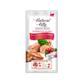 Natural Kitty Creamy Treats Кремові ласощі з тунцем, лососем і журавлиною для котів 4 шт. по 12 г