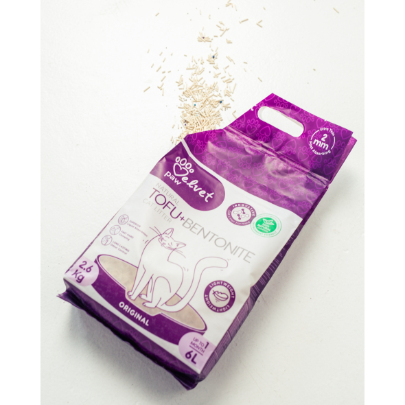 VELVET PAW TOFU Наповнювач для котячих туалетів з бентонітом, оригінальний, гранули 2 мм, 6 л/2,6 кг - 3
