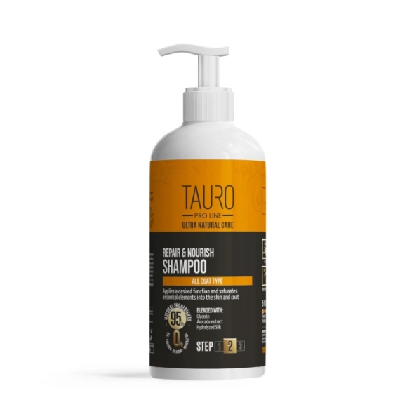 Tauro Pro Line Ultra Natural Care Repair and Nourish Shampoo Шампунь відновлення та живлення для шкіри та шерсті собак і котів, 1000 мл