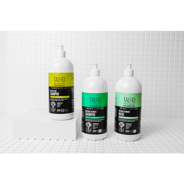 Tauro Pro Line Ultra Natural Care White Coat Intense Hydrate Shampoo Інтенсивно зволожувальний шампунь для собак і котів із білим, світлим забарвленням, 400 мл - 2