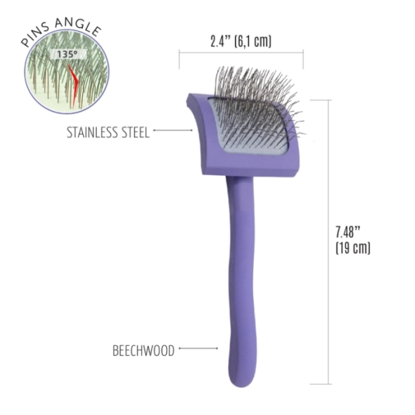 Tauro Pro Line Щітка дерев'яна вигнута прямокутна, штифти 25 мм, фіолетова S, 6,1 х 19 см - 1