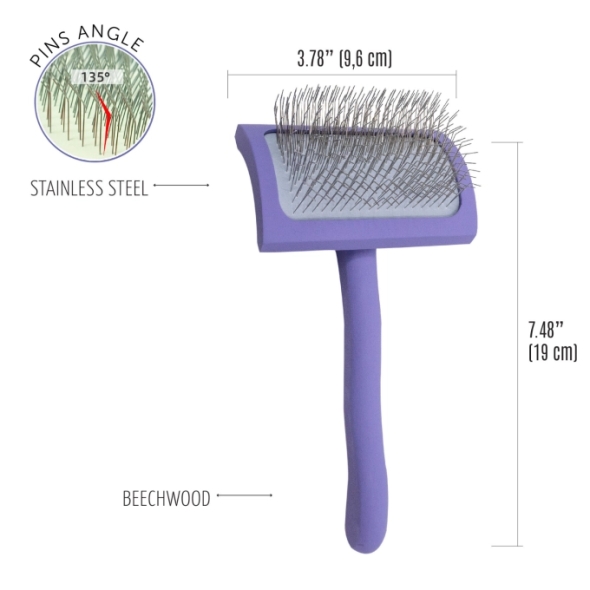 Tauro Pro Line Щітка дерев'яна вигнута прямокутна, штифти 25 мм, фіолетова М, 9,6 х 19 см