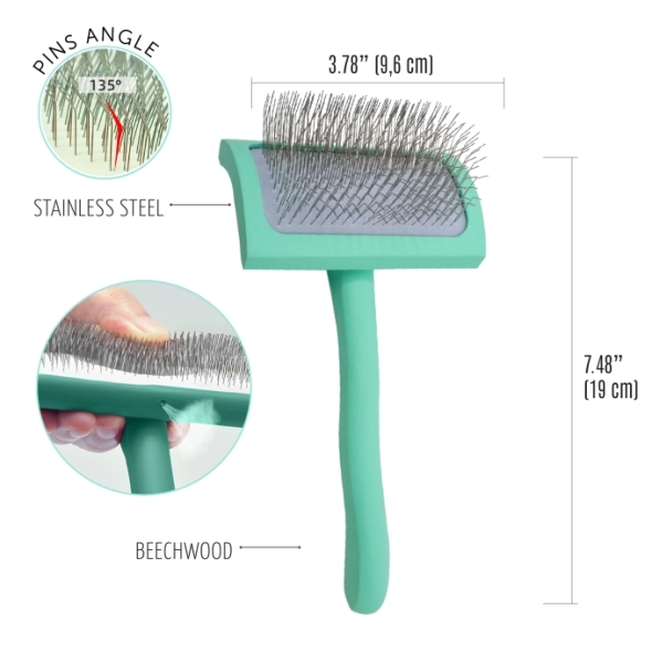 Tauro Pro Line Щітка дерев'яна вигнута, прямокутна, штифти 25 мм, м’ятна М, 9,6 х 19 см - 1