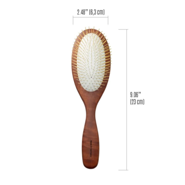 Tauro Pro Line Prestige Щітка дерев'яна зубці 20 мм з нержавіючої сталі, коричнева, овальна, велика 23 х 6,3 см - 3