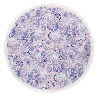 Tauro Pro Line Рушник з мікрофібри круглий рожевий з блакитними деталями та китицями, 150 х 150 см