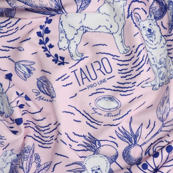 Tauro Pro Line Рушник з мікрофібри круглий рожевий з блакитними деталями та китицями, 150 х 150 см - 1