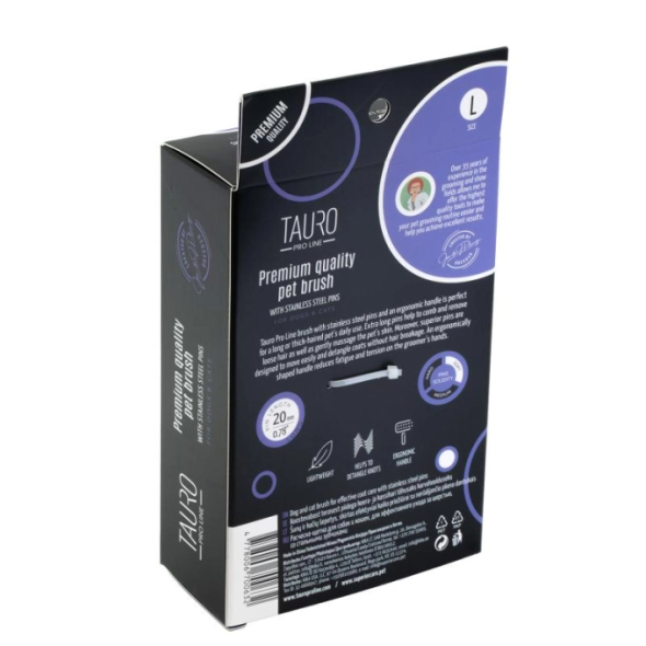 Tauro Pro Line Royal Щітка пластикова тонкі та м'які зубчики з нержавіючої сталі 20 мм, фіолетова, велика 17,5 x 10,6 x 6,2 см - 3