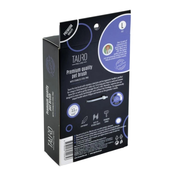 Tauro Pro Line Royal Щітка пластикова тонкі та м'які зубчики з нержавіючої сталі 11 мм, фіолетова, велика 17,5 x 10,6 x 6,2 см - 3