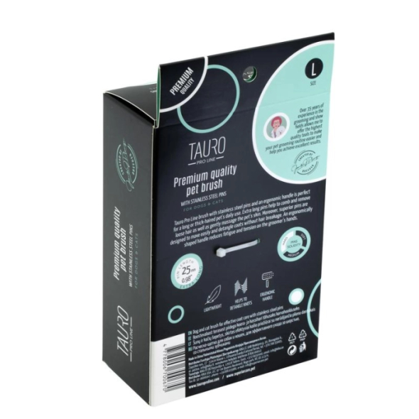 Tauro Pro Line Royal Щітка пластикова тонкі та жорсткі зубчики з нержавіючої сталі 25 мм,  м'ятна, велика 17,5 x 10,6 x 6,2 см - 3