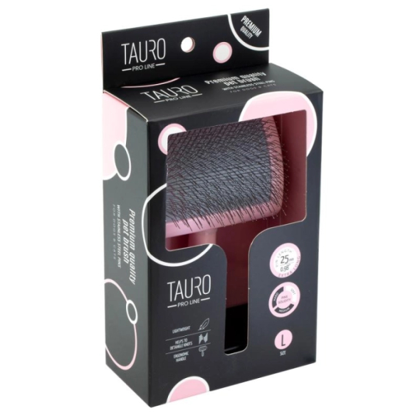 Tauro Pro Line Royal Щітка пластикова тонкі та м'які зубчики з нержавіючої сталі 25 мм, рожева, велика 17,5 x 10,6 x 6,2 см - 2