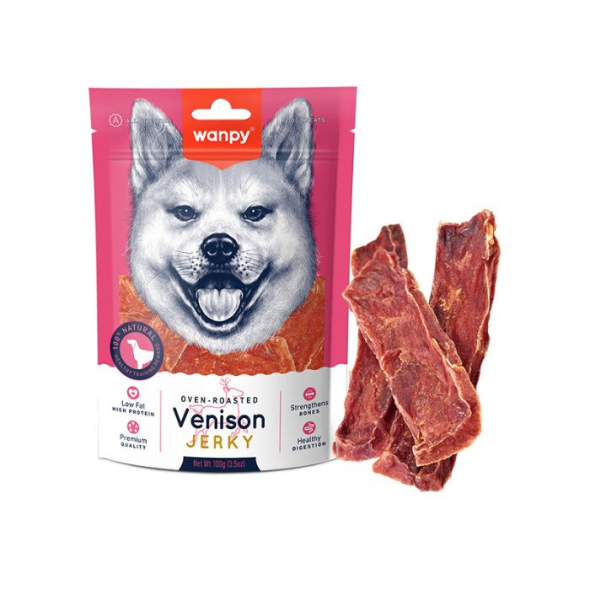 Wanpy Venison Jerky Slices Скибочки в’яленої оленини з качкою для собак, 100 г