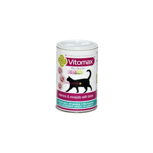 Vitomax Комплекс із біотином для краси шерсті у котів, 300 таблеток