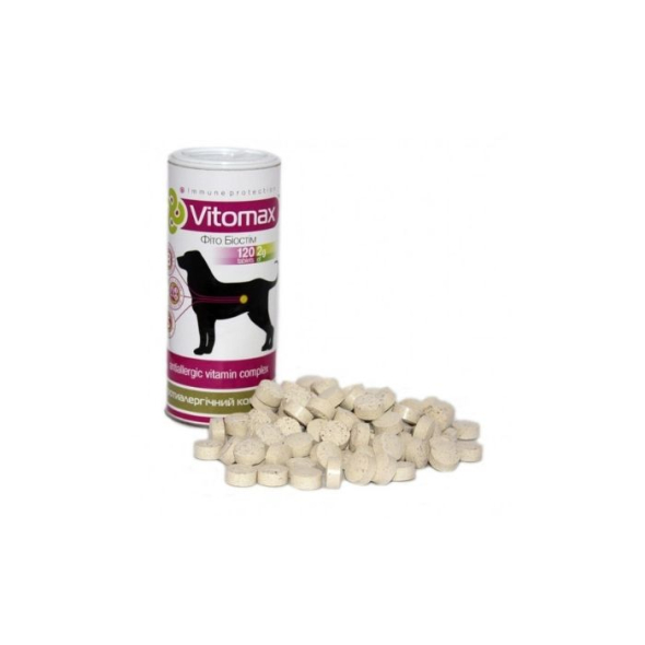 Vitomax Фіто Біостім вітамінний протиалергенний комплекс для собак, 120 таблеток - 1