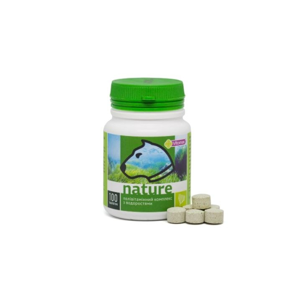 Vitomax Nature Полівітамінний комплекс зі смаком водоростей для собак, 100 таблеток - 1