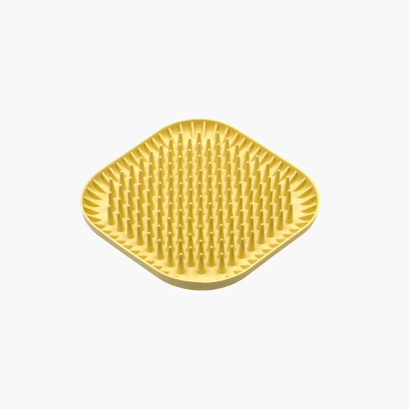 FIBOO Fiboowl Spiky килимок для злизування ласощів та їжі, жовтий