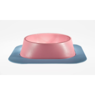 Набір миска Fiboo рожева, розмір L із антиковзким килимком під миску блакитним