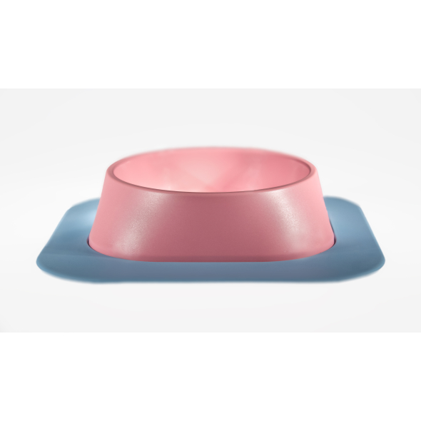 Набір миска Fiboo рожева, розмір L із антиковзким килимком під миску блакитним