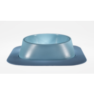 Набір миска Fiboo блакитна, розмір L із антиковзким килимком під миску блакитним