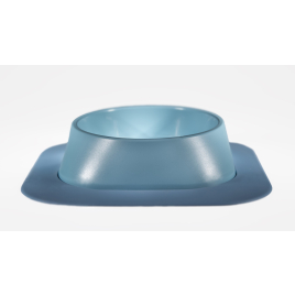 Набір миска Fiboo блакитна, розмір L із антиковзким килимком під миску блакитним