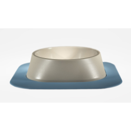 Набір миска Fiboo бежева, розмір L із антиковзким килимком під миску блакитним