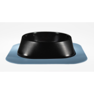 Набір миска Fiboo чорна, розмір L із антиковзким килимком під миску блакитним