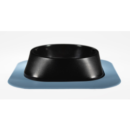 Набір миска Fiboo чорна, розмір L із антиковзким килимком під миску блакитним