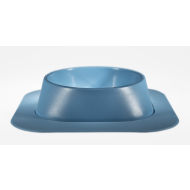 Набір миска Fiboo синя, розмір L із антиковзким килимком під миску блакитним