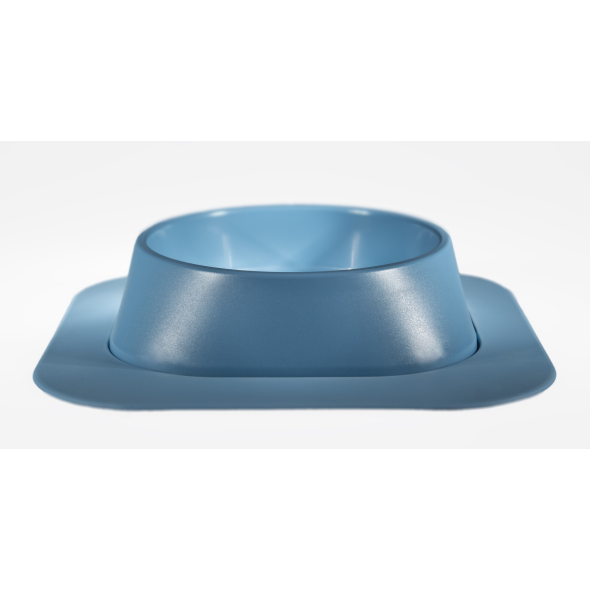 Набір миска Fiboo синя, розмір L із антиковзким килимком під миску блакитним