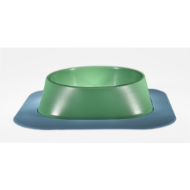 Набір миска Fiboo зелена, розмір L із антиковзким килимком під миску блакитним