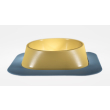 Набір миска Fiboo жовта, розмір L із антиковзким килимком під миску блакитним