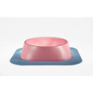 Набір миска Fiboo рожева, розмір M із антиковзким килимком під миску блакитним