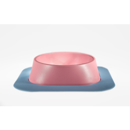 Набір миска Fiboo рожева, розмір M із антиковзким килимком під миску блакитним