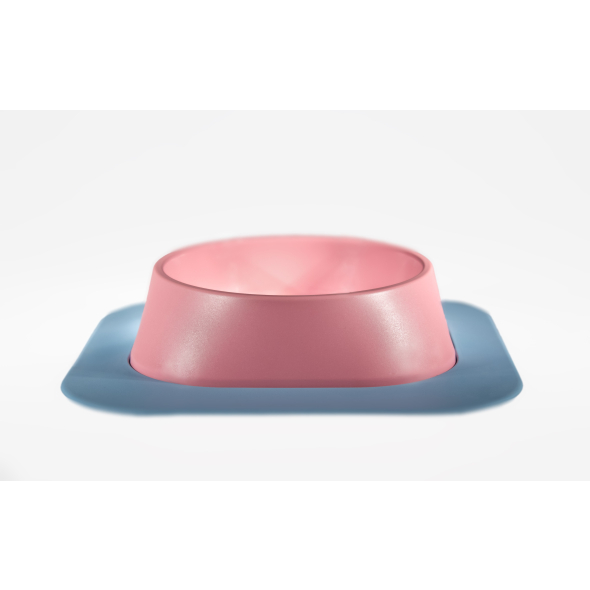 Набір миска Fiboo рожева, розмір M із антиковзким килимком під миску блакитним
