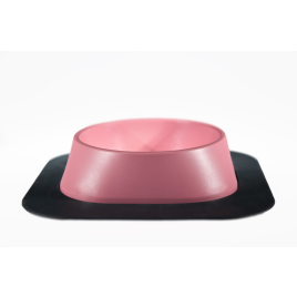 Набір миска Fiboo рожева, розмір M із антиковзким килимком під миску темно-сірим