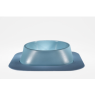 Набір миска Fiboo блакитна, розмір M із антиковзким килимком під миску блакитним