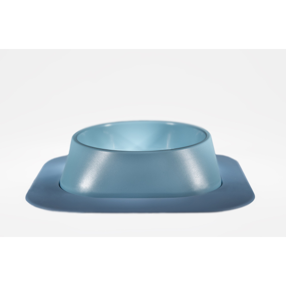 Набір миска Fiboo блакитна, розмір M із антиковзким килимком під миску блакитним