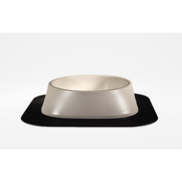 Набір миска Fiboo бежева, розмір M із антиковзким килимком під миску чорним