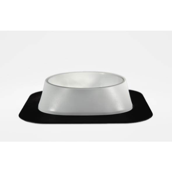 Набір миска Fiboo біла, розмір M із антиковзким килимком під миску чорним