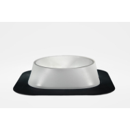 Набір миска Fiboo біла, розмір M із антиковзким килимком під миску темно-сірим