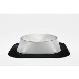 Набір миска Fiboo біла, розмір M із антиковзким килимком під миску темно-сірим