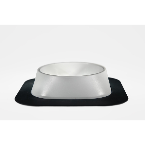 Набір миска Fiboo біла, розмір M із антиковзким килимком під миску темно-сірим