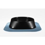 Набір миска Fiboo чорна, розмір M із антиковзким килимком під миску блакитним