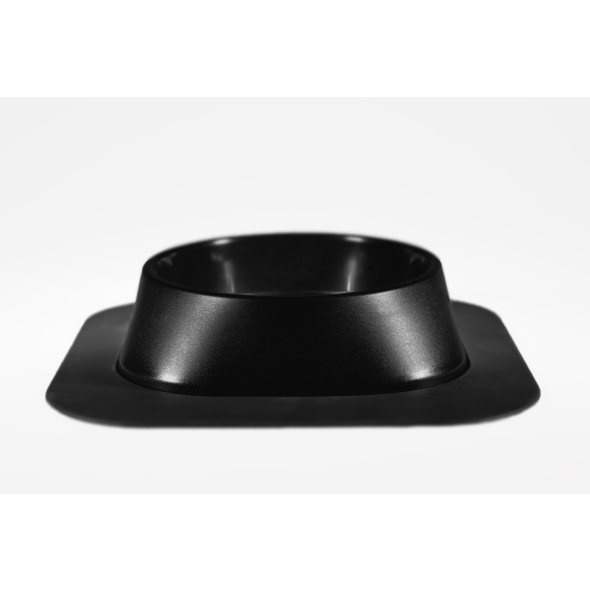 Набір миска Fiboo чорна, розмір M із антиковзким килимком під миску темно-сірим