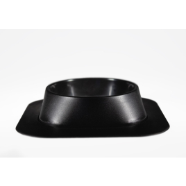 Набір миска Fiboo чорна, розмір M із антиковзким килимком під миску чорним